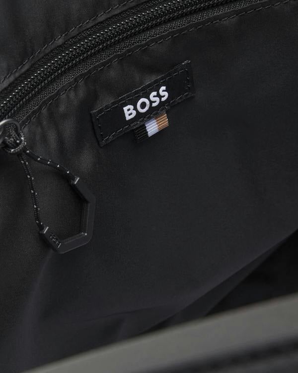 BOSS Orange Stenson Mens Faux-Leather Holdall with Reflective Details - Black 001 | CHO | Designer Mens Holdalls