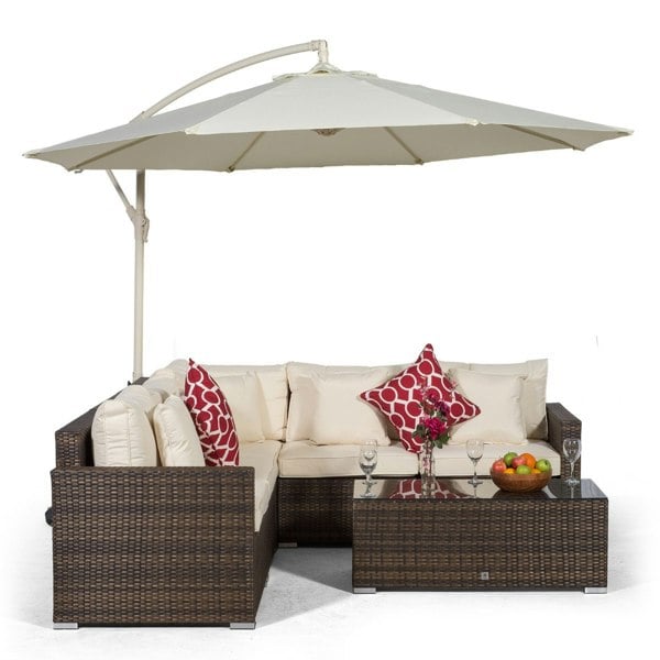 Giardino Havana 5 Seat Outdoor Rattan Corner Sofa Set with Large Coffee Table