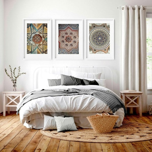 Geometric patterns in Islamic art | set of 3 prints for bedroom walls