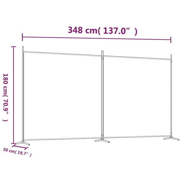 Berkfield 2-Panel Room Divider Anthracite 348x180 cm Fabric