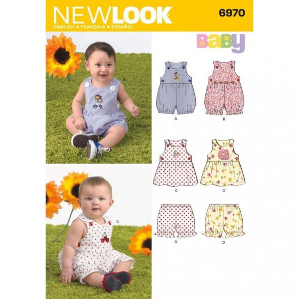 New Look Sewing Pattern 6970, Dresses, Trousers, Jumpsuits for Baby, NB-S-M-L - Easy