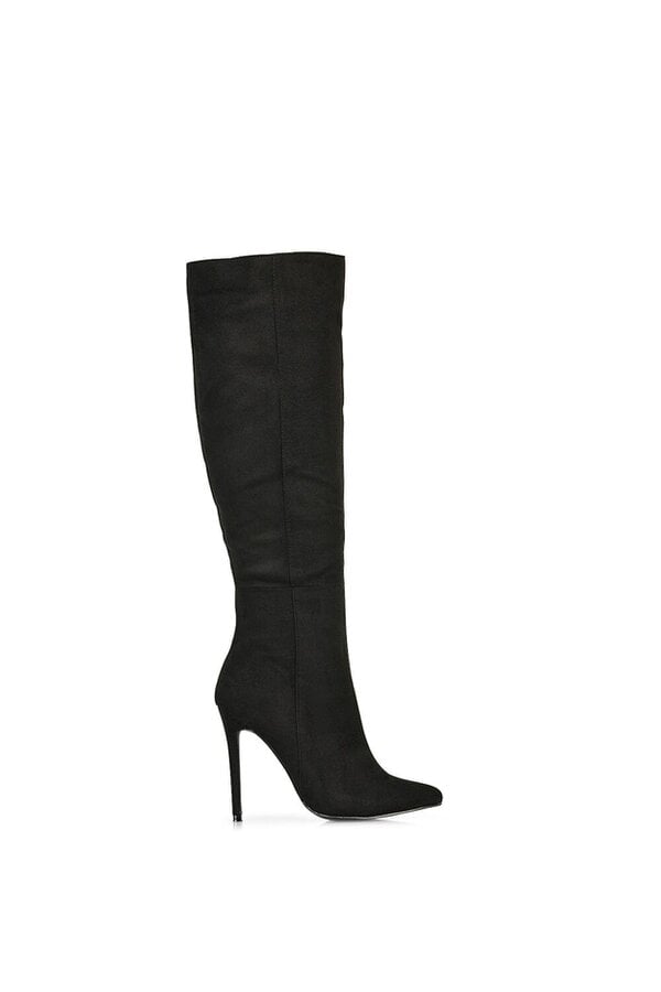 XY LONDON Pointed Toe Zip Up Knee High Stiletto Heel Long Boots