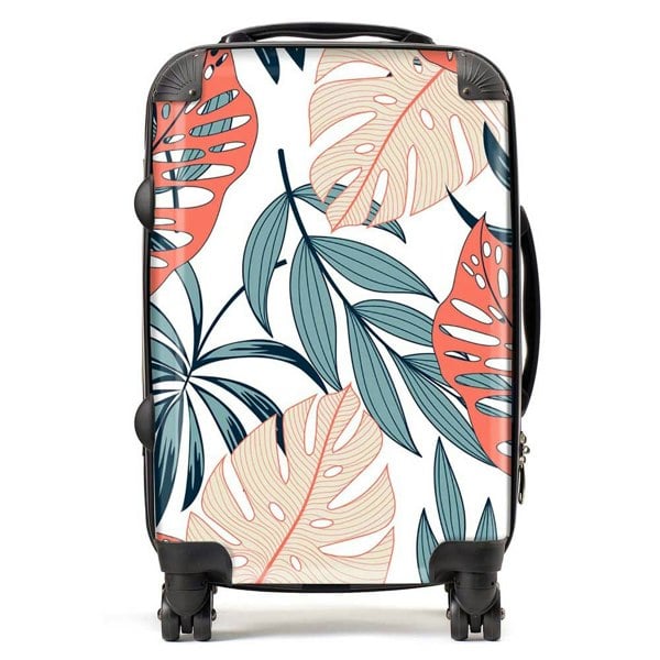 Warren Reed Tropical Leaf Pattern Suitcase