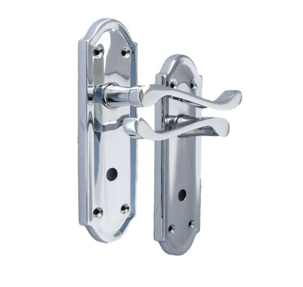 EDH Door Hardware Chrome Door Handles - Askworth Internal Door Handles with Bathroom Sash