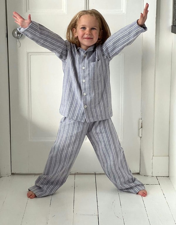 Children's Brushed Cotton Pyjama Set – Westwood Pebble Stripe - British Boxers