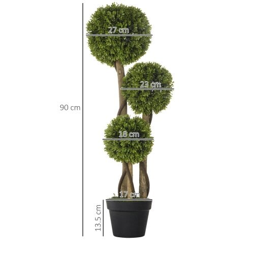 Wyld Haus Sassafa Set Of 2 Light Green Artificial Boxwood Ball Topiary Trees In Pots H8 90cm