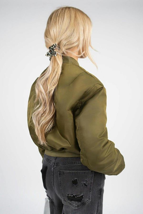 Jenaya Flower Shaped Printed Hair Claw Clip - Mocha
