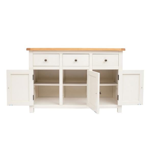 Cabinet Bits Maggiori Off White 3 Drawer 3 Door Sideboard Brass Knob