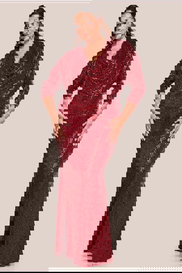 Sequin Cowl Maxi Dress - Wine DR4051P