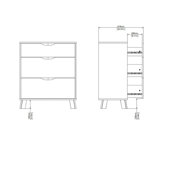 Wyld Haus Lira Jackson Hickory Wood and White Chest 3 Drawers