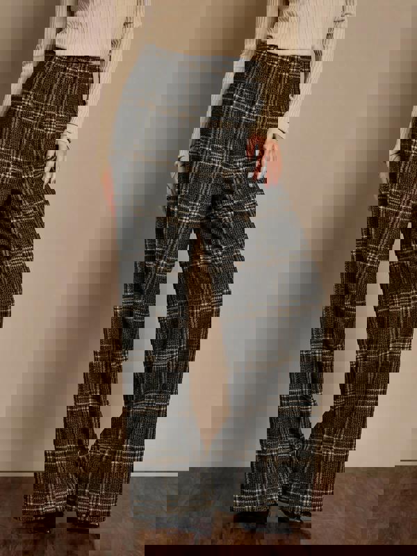 GWD Aimee Brown Check Wide-Leg Trouser