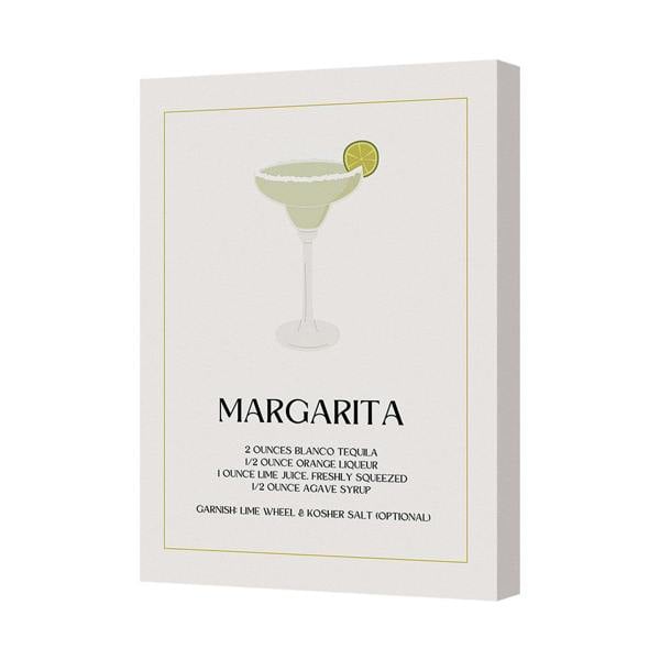 Benjamin Tate Design Margarita Recipe Canvas Wall Art Print Tequila Cocktail Kitchen Decor