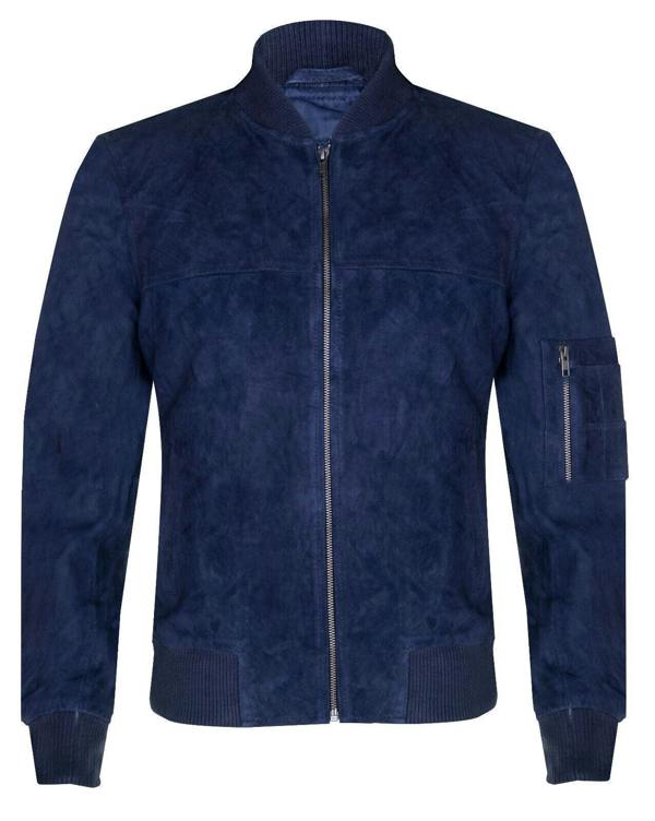 Infinity Leather Mens Suede Leather MA-1 Varsity Bomber Jacket