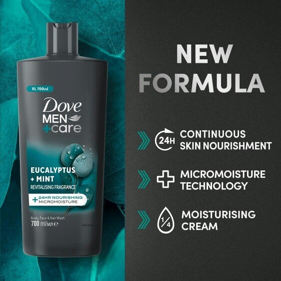 Dove Men+Care Eucalyptus + Mint 3-in-1 Hair, Face and Body Wash 3x700 ml