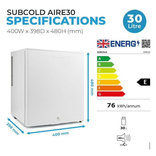 Subcold Aire30 LED Mini Fridge - White