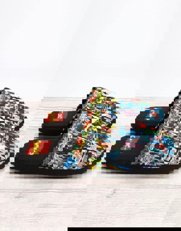 Marvel Mens Black Character All-Over Print Mule Slippers
