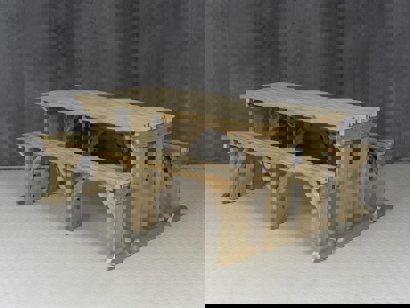 Aspen Picnic Table and Benches Set - Wooden Outdoor Dining Set for Gardens and Patios