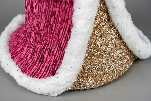 58cm Santa Burgundy and Gold Christmas Figurine with White Fur Trim and Long Beard for Festive Home Display image 4