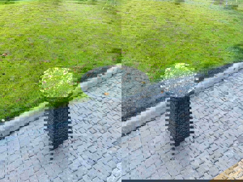 Fimous 3-Piece PE Rattan Garden Furniture 2 Seater Bistro Set for Patio Dark Grey Mixed