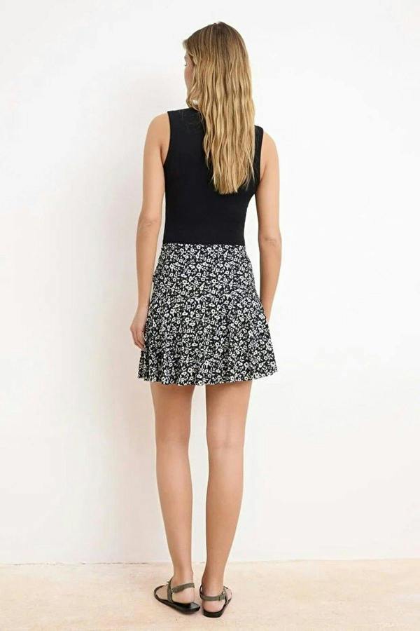 WOVCOR High Waist Mini Knitted Short Skirt