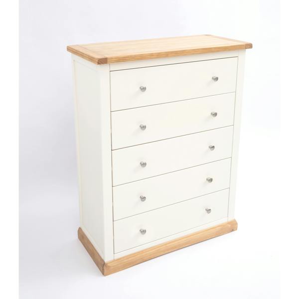 Cabinet Bits Trevi 5 Drawer Chest of Drawers Chrome Knob