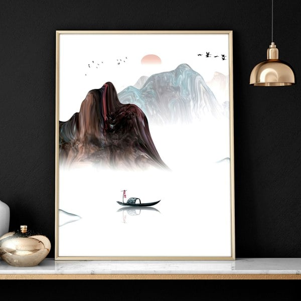 Japandi interior design | set of 3 wall art prints for Living room