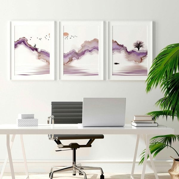 Paintings for office walls | set of 3 Japanese wall art