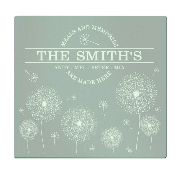 Personalised Memento Company Personalised Dandelion Glass Chopping Board/Worktop Saver