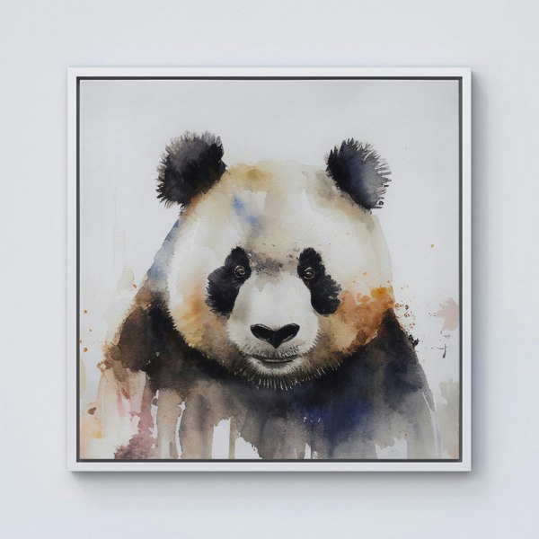 Warren Reed Panda Watercolour Framed Canvas