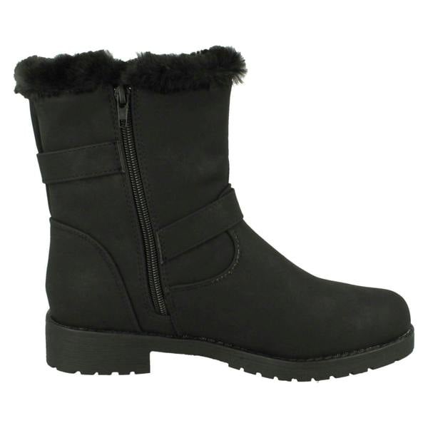 Spot On Ladies Spot On Buckle Detailed Ankle Boots F4451