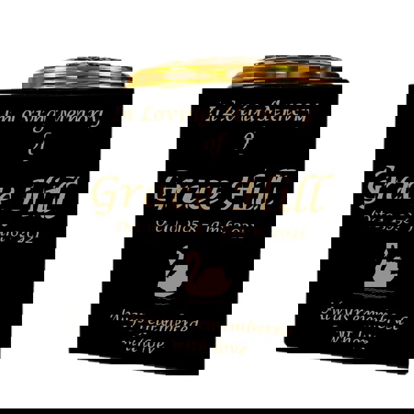 Memorials Direct Granite Memorial Vase- Solid Granite – Free Personalised Gold Engraving, Swan 2 – Includes Metal Flower Pot Insert