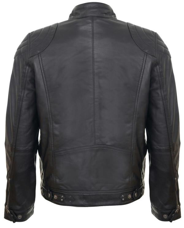 Infinity Leather Mens Leather Biker Vintage Zipped Racing Jacket
