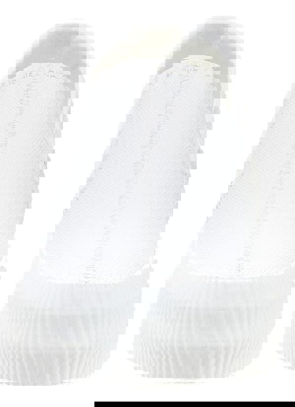 Rocket Dog Cheeryful Womens Slip On Casual Trainers Shoe, close-up front view showing white canvas upper and rubber sole.