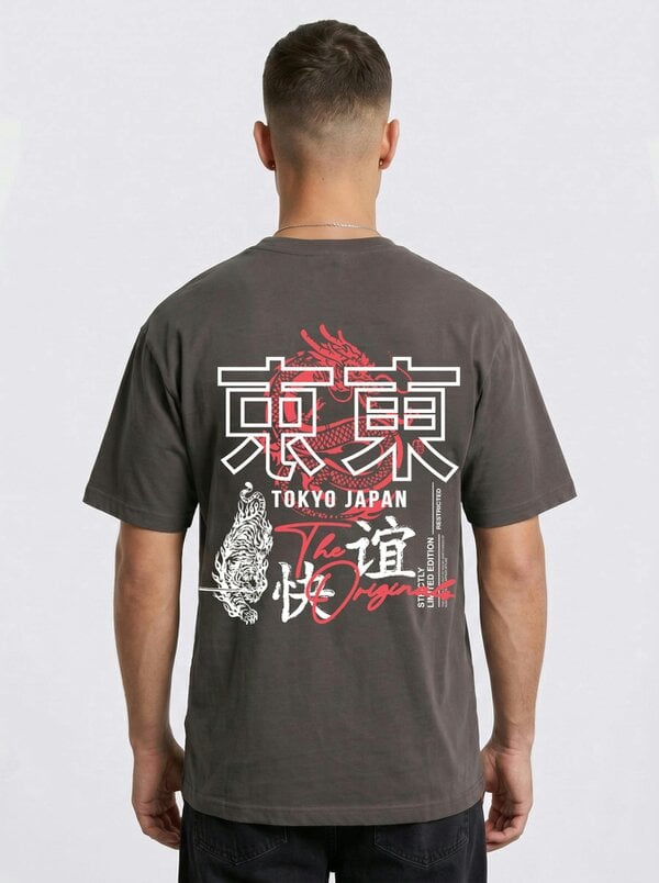 London Attitude Tokyo Dragon Premium Organic Cotton Relaxed Fit T-Shirt