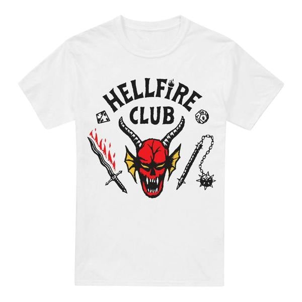 Stranger Things Mens Hellfire Club T-Shirt - White - 