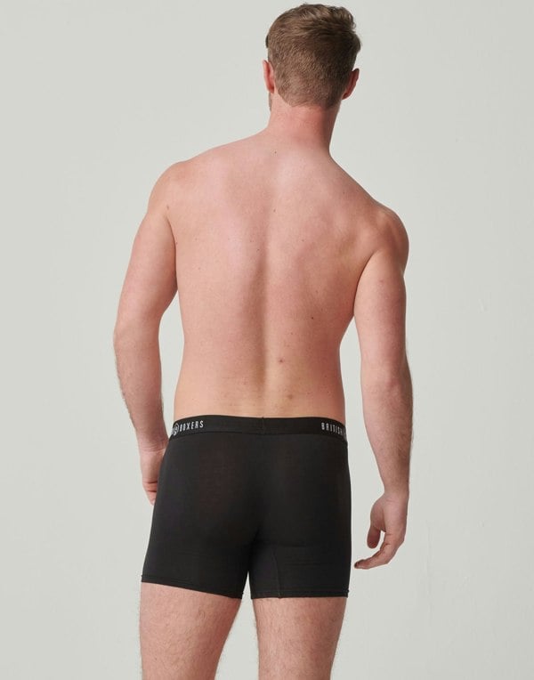 British Boxers Multipack 4 Pairs of Men's Bamboo Stretch Trunks - Coal Black