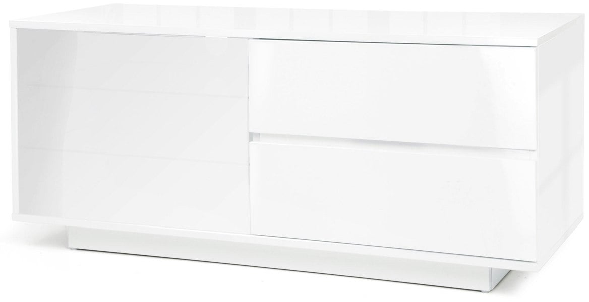 Centurion Supports Gallus ULTRA Remote Friendly BeamThru Gloss White with 2-White Drawers 32"-55" Flat Screen Cabinet TV Stand