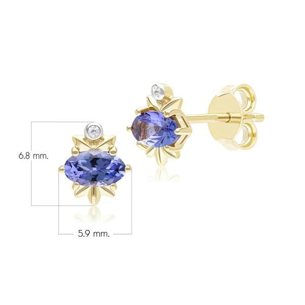 Gemondo Classic Oval Tanzanite & Diamond Stud Earrings in 9ct Yellow Gold
