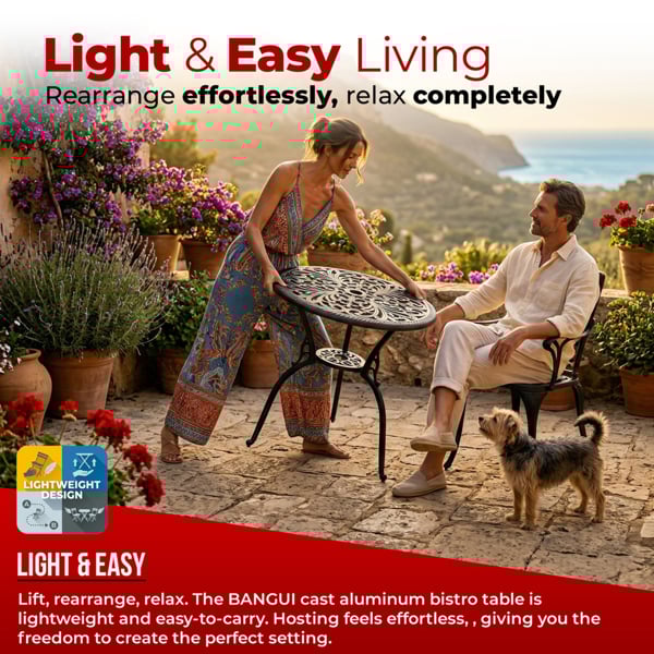 Centurion Supports BANGUI Black Garden and Patio Cast Aluminium Bistro Table