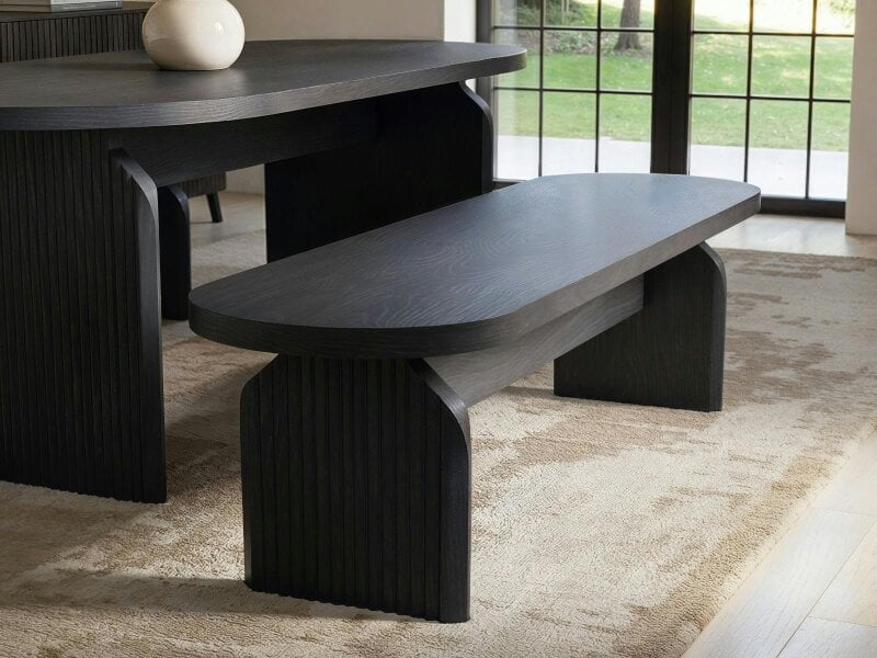 SOLACE+CO Varm Ribbed Dining Bench Black