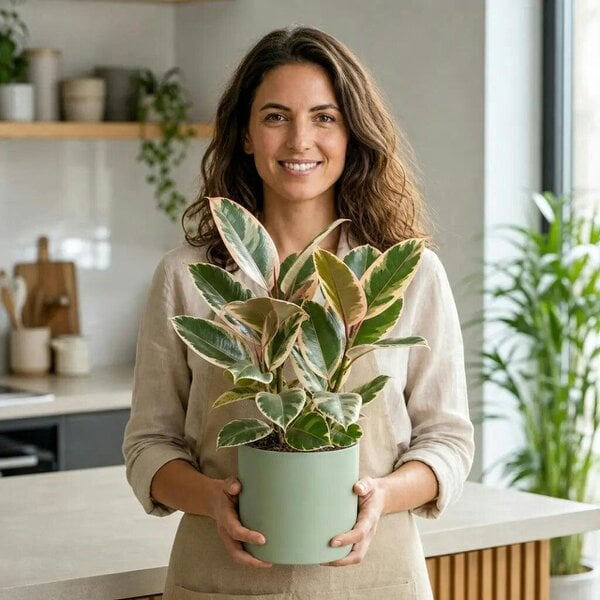 Ficus Tineke Rubber Plant – Elegant Variegated Green and Cream Indoor Houseplant