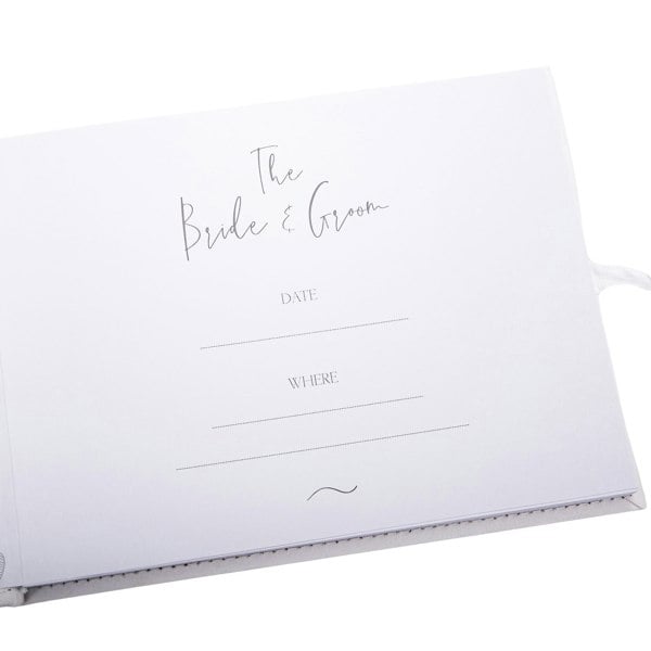 Beautiful Ivory Suede Wedding Guest Book Holding 40 Sheets with Gold Hearts Image 3