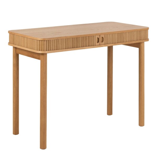 Wyld Haus Copenhagen Natural Oak Wood Etched Office Desk 2 Tambour Doors
