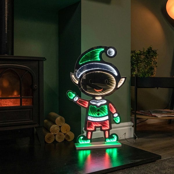 Samuel Alexander 60cm Light up Standing Elf Infinity Christmas Decoration with Multi-Coloured LEDs