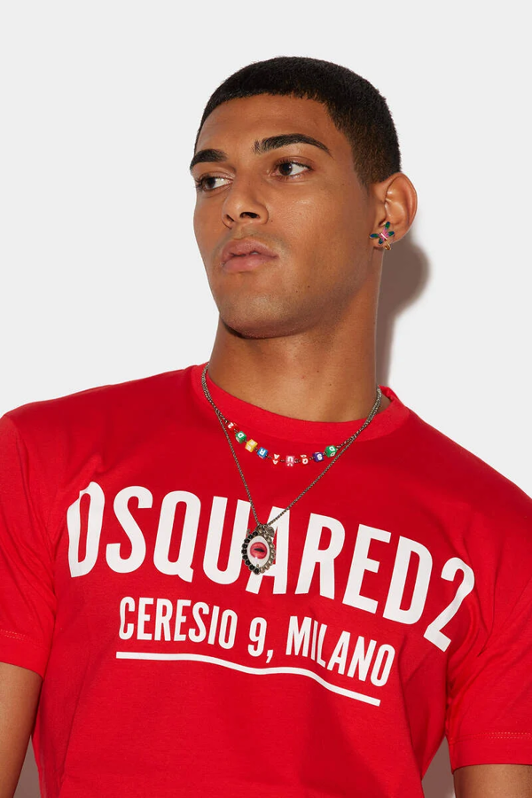 Dsquared2 Cool Fit Large Ceresio 9 Print Logo T-Shirt - Red