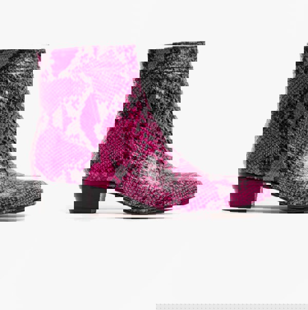 Club Cubano EMMANUEL Mens Snakeprint Leather Cuban Heel Boots Neon Magenta