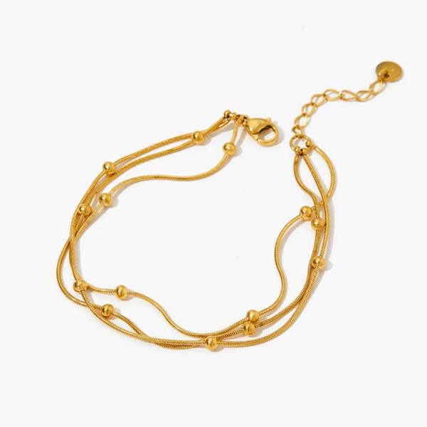 Elk & Bloom Triple Satellite Chain 14K Gold Link Bracelet