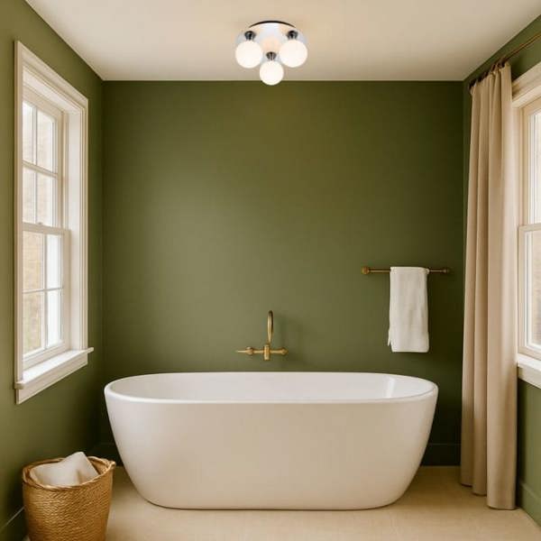 COSYLYTE Bowen Bathroom 3 Light Opal Glass Ceiling Light