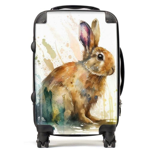 Warren Reed Rabbit Splash Watercolour Suitcase