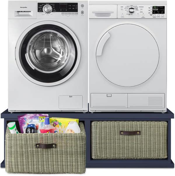 Statement Furniture Tetbury Washing Machine and Dryer Stand, Double Appliance Pedestal with Storage